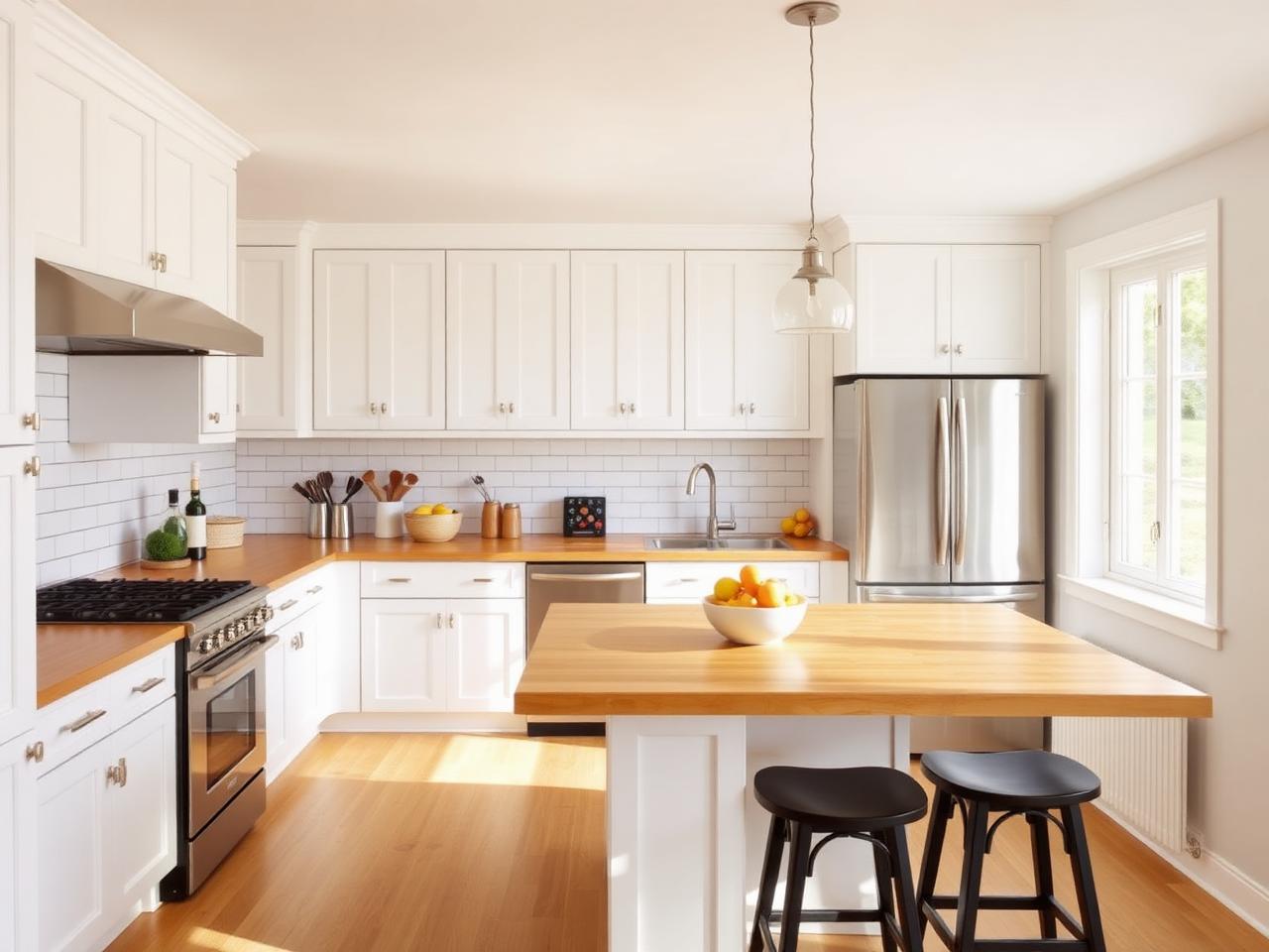 A Western-style shared kitchen with shaker cabinets